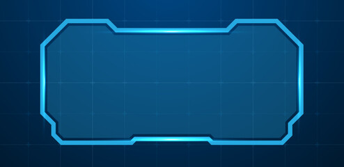 Digital HUD screen or technology box blue light interface vector editable	