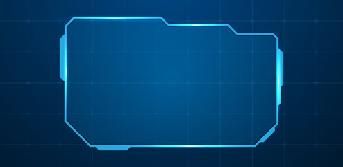 Digital HUD screen or technology box blue light interface vector editable	