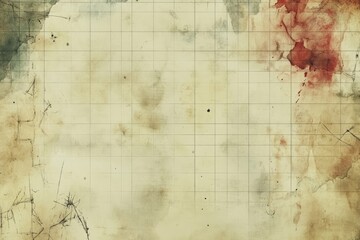 Aged, mottled paper with grid and stains