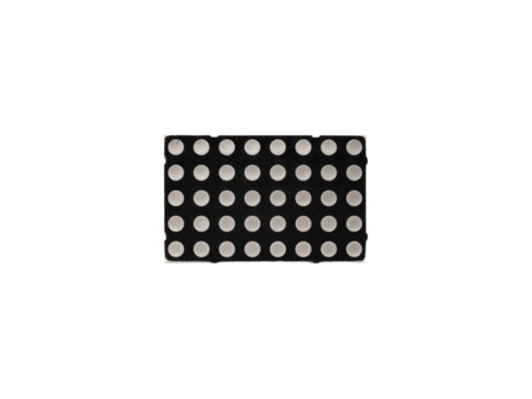 Small rectangular 8x5 dots display component with an array of black dots is isolated