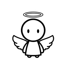 icon angel with wings black and white