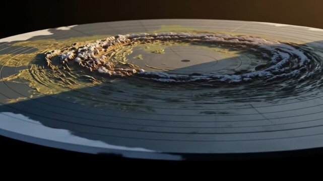 Flat Earth Model with Icy Antarctic Wall and Illuminated Landmasses from Space
