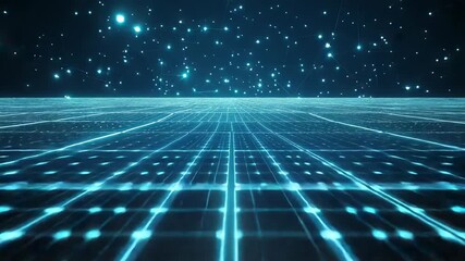 Futuristic solar panel farm generating renewable energy with network connection - Powered by Adobe