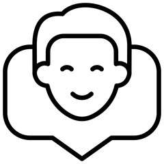 Male Profile Outline Icon Design Vector - Male face in speech bubble, symbolizing user profile, chat, or communication