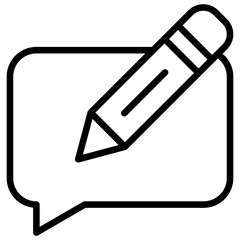 Message Edit Outline Icon Design Vector - Speech bubble with pencil, symbolizing editing, writing, or composing a message