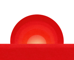 Red sunrise, pixelated, graphic, arch