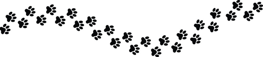 Vector illustration of a seamless grass pattern with a black cat and dog paw print for a football or soccer game design