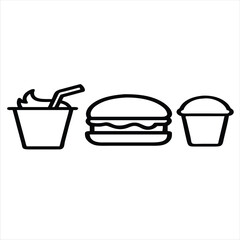 Simple Fast Food Meal Icons for Restaurant Menu
