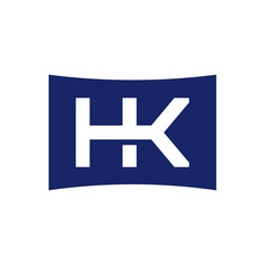 Fototapeta premium Minimalist HK monogram inside wave rectangle. Suitable for digital branding, media, and startup sectors.