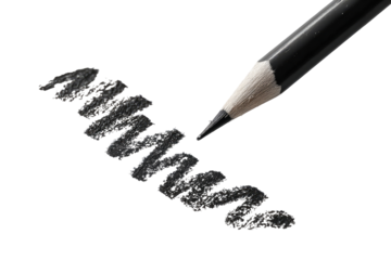 Close-up of a graphite pencil with a series of shading strokes. 