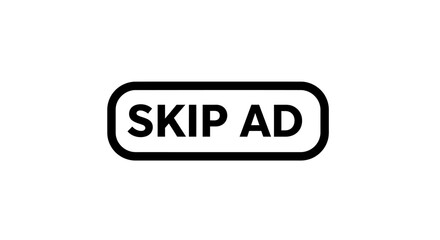 Fototapeta premium Simple black and white graphic of a skip ad button with rounded corners on a white background
