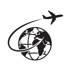 Airplane Flying Around Globe Illustrating Global Travel Concept