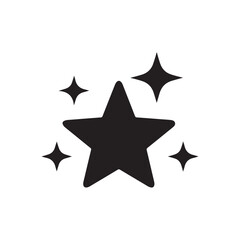 Radiant Black Star with Twinkling Accents on a Clean White Background