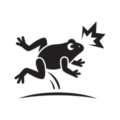 Dynamic Black Frog Leaping and Croaking with Energetic Sound Symbol