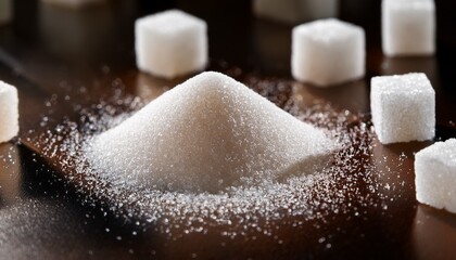 close up of contrasting sugar with sugar cubes