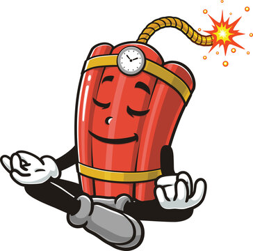 recommend clip art: TNT Dynamite mascot cartoon is meditating or relaxing