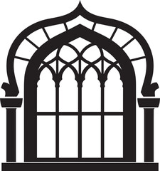 Black Arabian Arch Window Vector - Silhouette Architecture Clipart