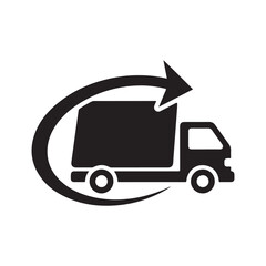 Delivery Truck with Dynamic Circular Arrow Icon
