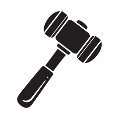 Black Gavel Silhouette Icon for Legal and Auction Concepts