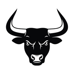 Black bull head logo with sharp horns on white background
