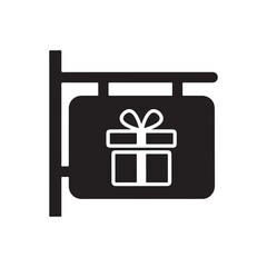 Hanging Shop Sign with Gift Box Icon