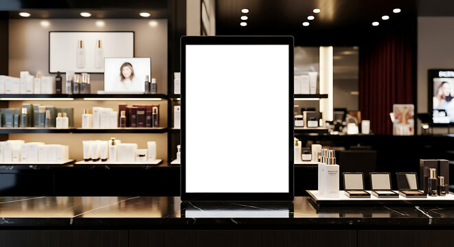 Cosmetics Store Counter Blank Digital Signage Screen