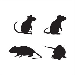 set of black rats silhouettes