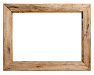 Empty light brown wooden picture frame