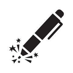 Creative Pen Icon with Sparkling Stars