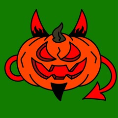 Pumpkin devil on Halloween
