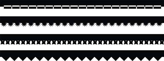 Vector Illustration Pack of  Scalloped and Zigzag Borders. Repeat vintage frill ornament.