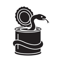 Stylized Snake Emerging from Open Tin Can Silhouette