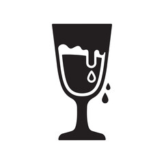 Graphic Icon of a Glass with Dripping Liquid