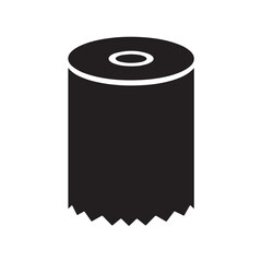 Black Cylindrical Roll Icon with Perforated Edge and White Core