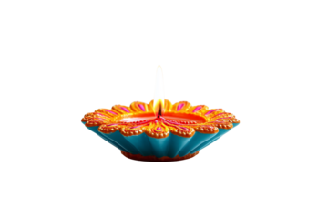 Vibrant diya radiates light celebrating the auspicious festival of diwali traditions and spirituality transparent background