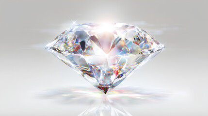 crystal white diamond sparkle with glow and bright light on white background, flare, magic shine and prism reflection in a fantasy vector design 