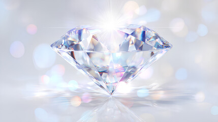 crystal white diamond sparkle with glow and bright light on white background, flare, magic shine and prism reflection in a fantasy vector design 