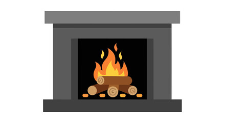 Cozy Fireplace with Burning Logs and Flames.