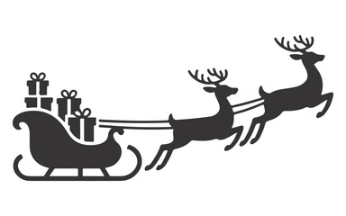 Christmas Sleigh Silhouette Full of Gifts Vector Illustration for Holiday Celebration