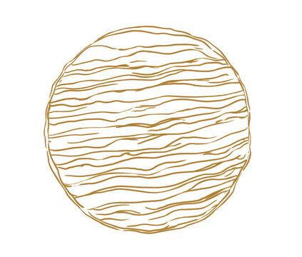 Circular, light beige/tan surface with wavy, tan lines