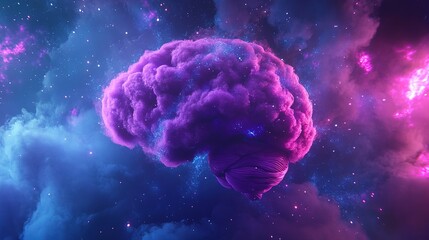 Obraz premium big brain made from cotton clouds up in the milkyway