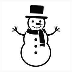 Simple festive snowman with top hat and scarf cheerful winter character design