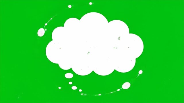 White thought bubble on green background