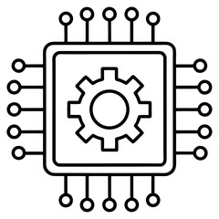 Obraz premium Detailed ai processor chip with micro gear overlay isolated on transparent background