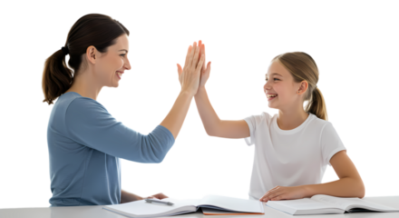 Celebrating Success: Mother and Daughter High Five