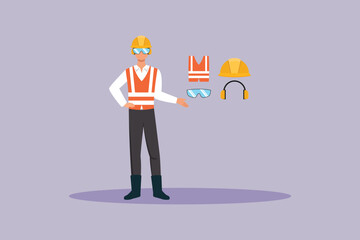 Safety at work Concept. Colored flat vector illustration isolated