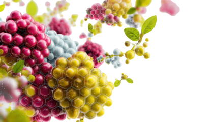 Vibrant fruit clusters in motion