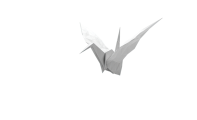 Folded paper crane, white origami, simple design