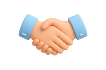 Fototapeta na wymiar 3D cartoon handshake icon representing a business agreement and partnership deal for corporate cooperation and success