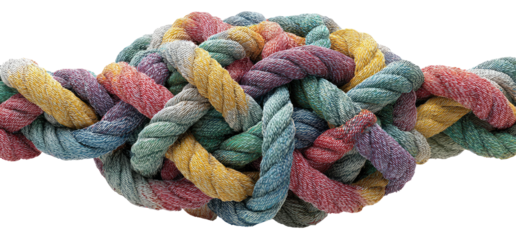 Colorful tangled rope knot